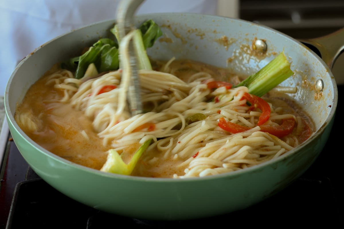 mixing up the tahini ramen