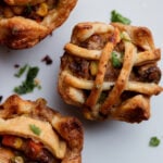 mini pot pie with a lattice crust