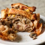 mini pot pie cut in half, so you can see the filling