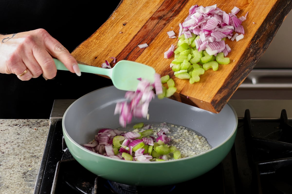 adding the other aromatics to the pan