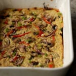 close-up of moong dal frittata in the pan after cooking