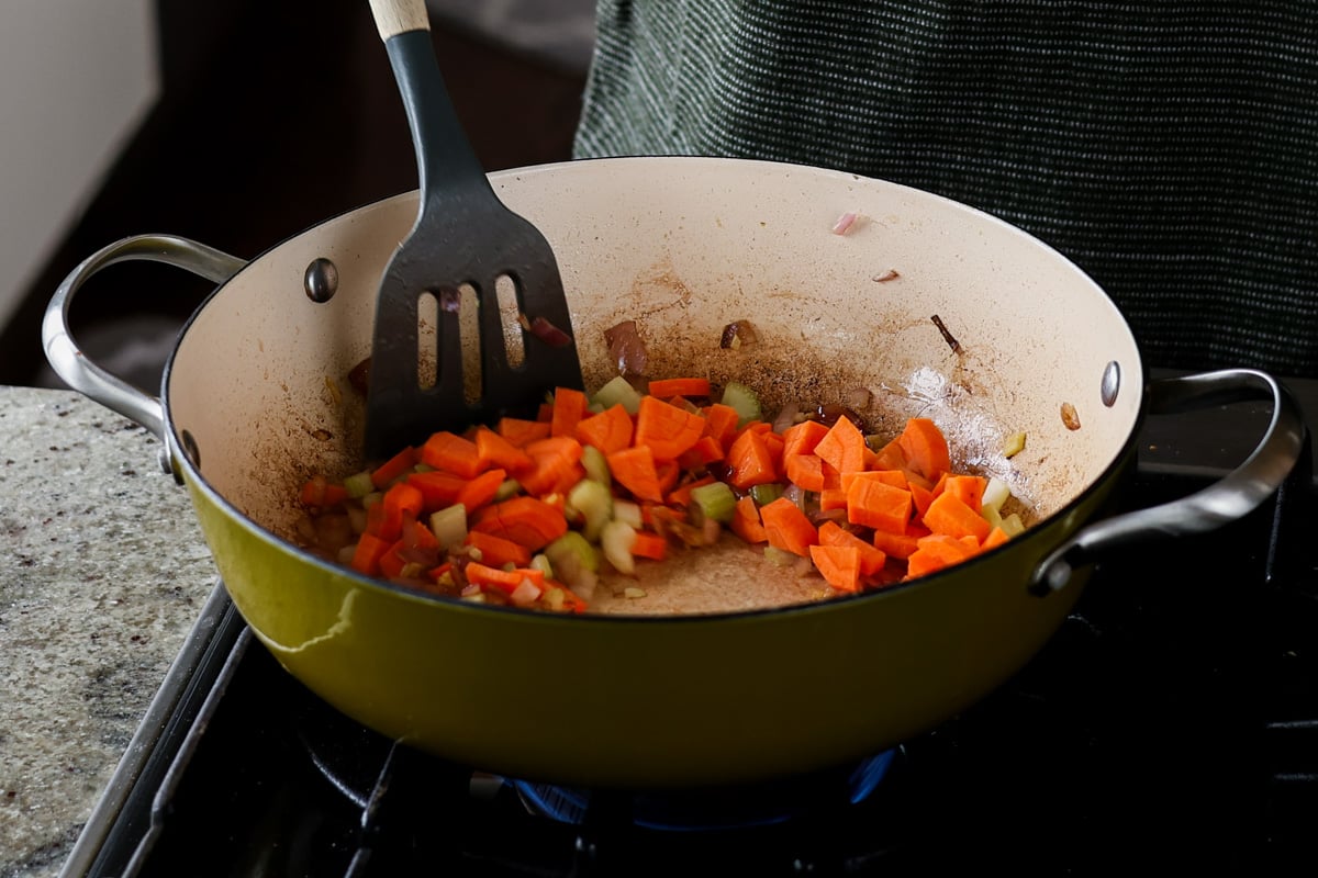 veggies added to the pan