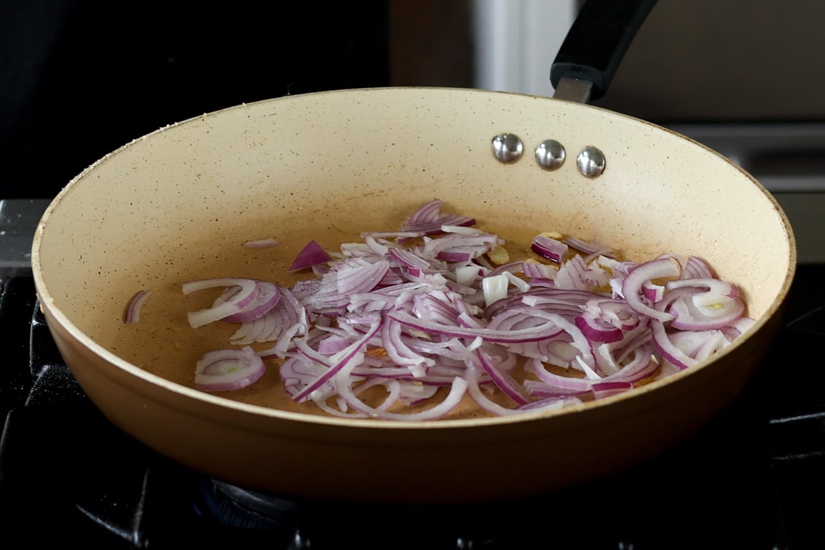 onions in a pan