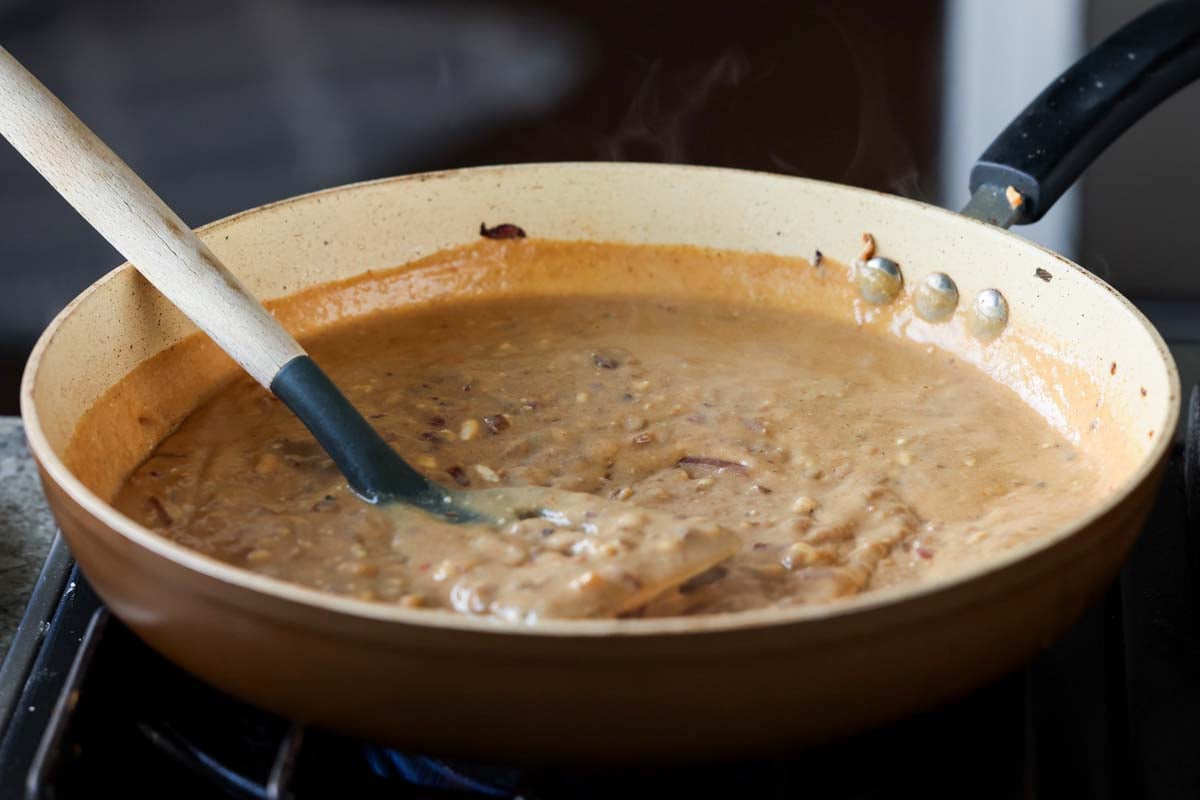 garlic parmesan sauce in the pan