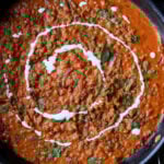 South Indian marry me lentils in the pan with a swirl of non-dairy yogurt