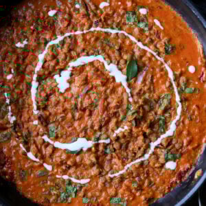 South Indian marry me lentils in the pan with a swirl of non-dairy yogurt