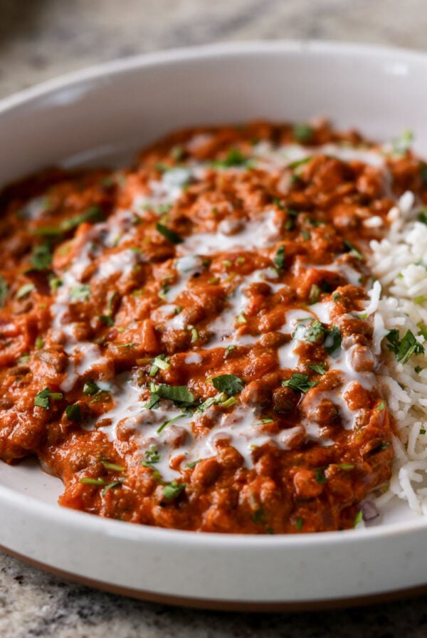 plate of South Indian marry me lentils with rice