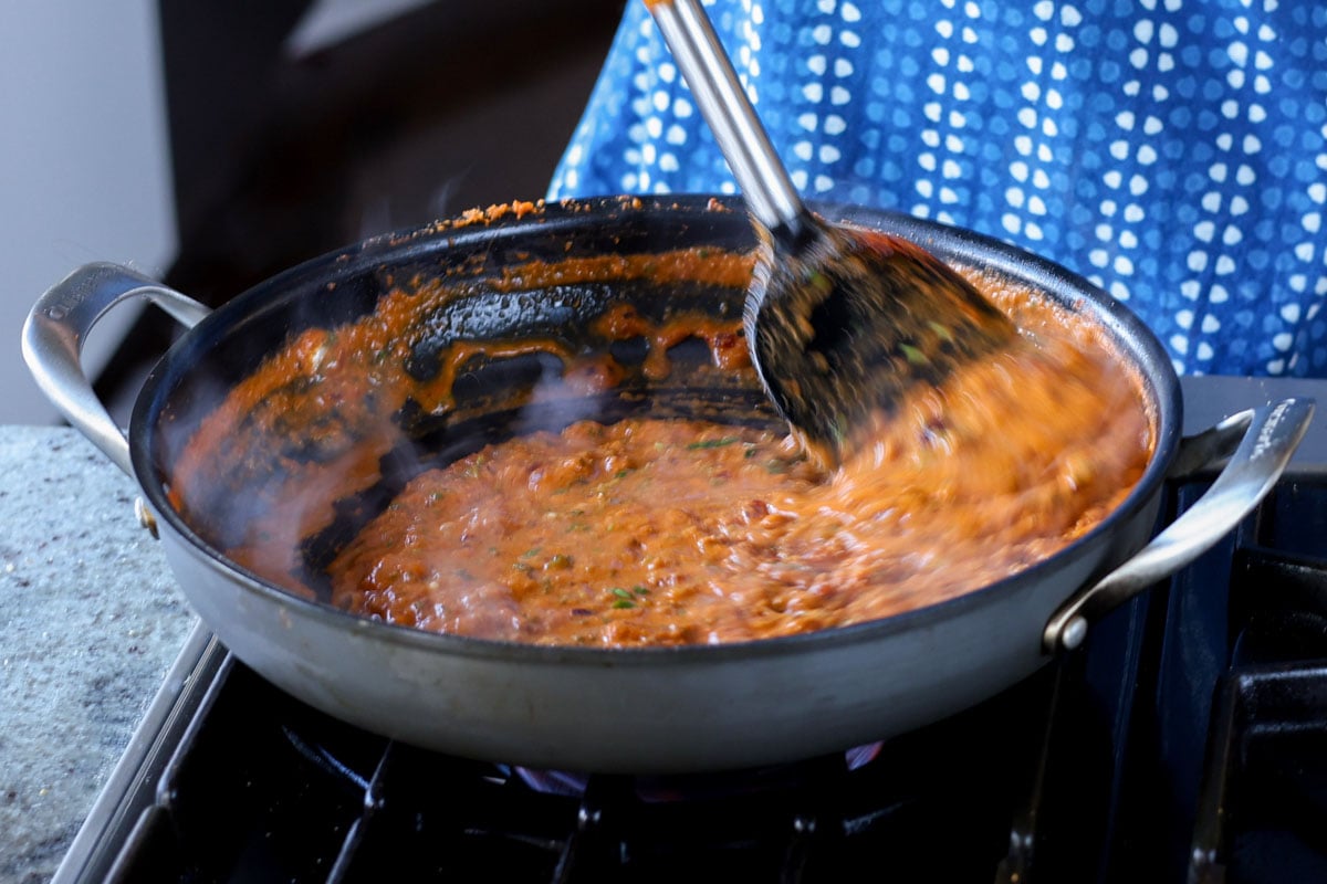marry me lentil sauce in the pan after cooking