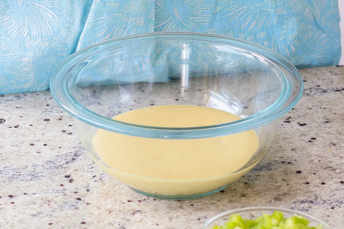 moong egg batter in the bowl