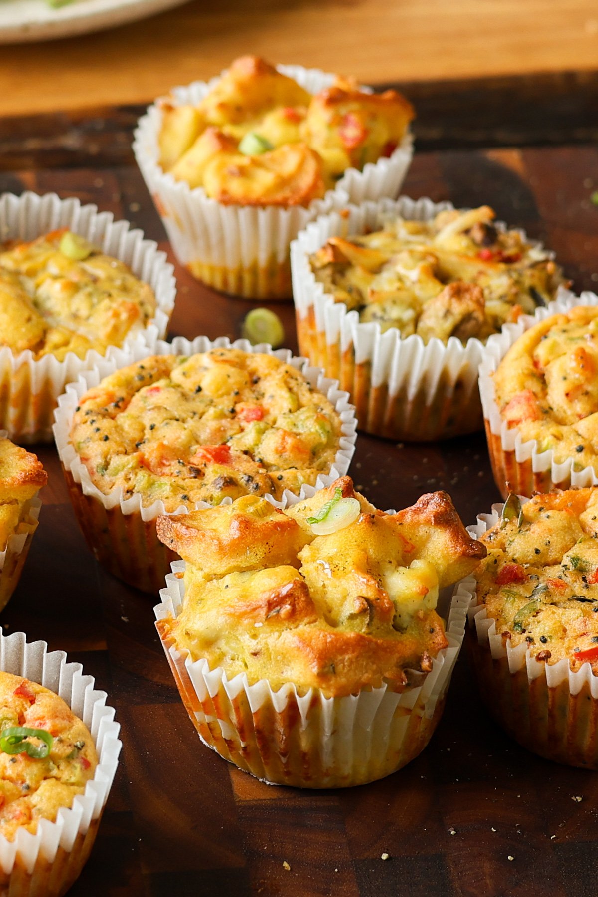 moong egg muffins on the cutting board