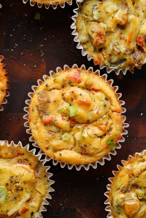 close-up of moong egg muffins on the cutting board