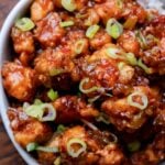 Indo-Chinese garlic pepper tofu in a bowl