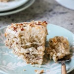 slice of Italian wedding cake with a bite taken out