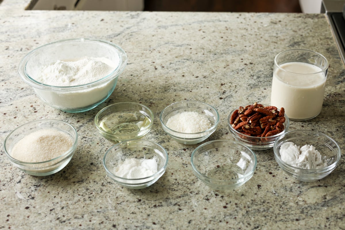 Italian cream cake ingredients on the kitchen counter