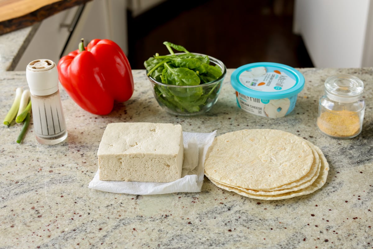 breakfast taquitos ingredients on the kitchen counter