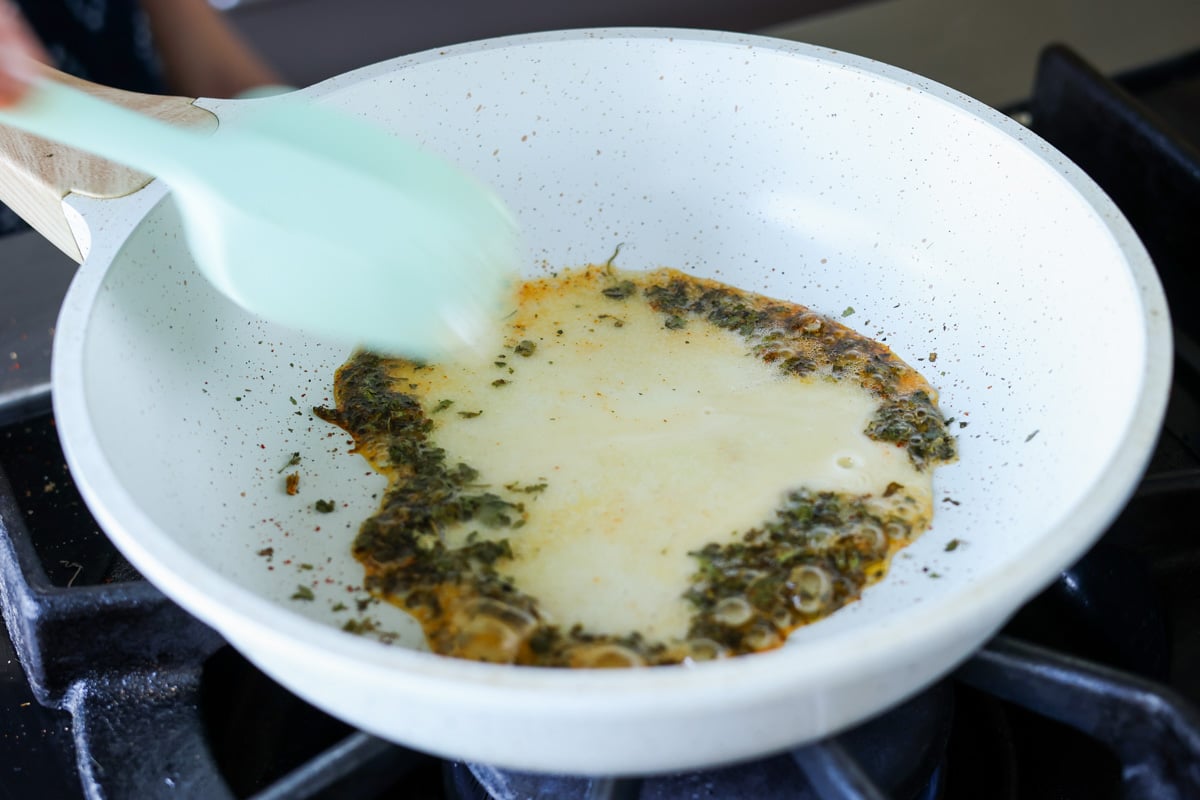 toasting the fenugreek leaves