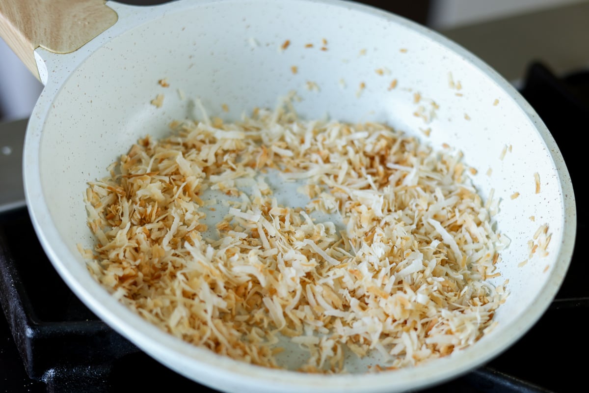 toasted coconut in the pan