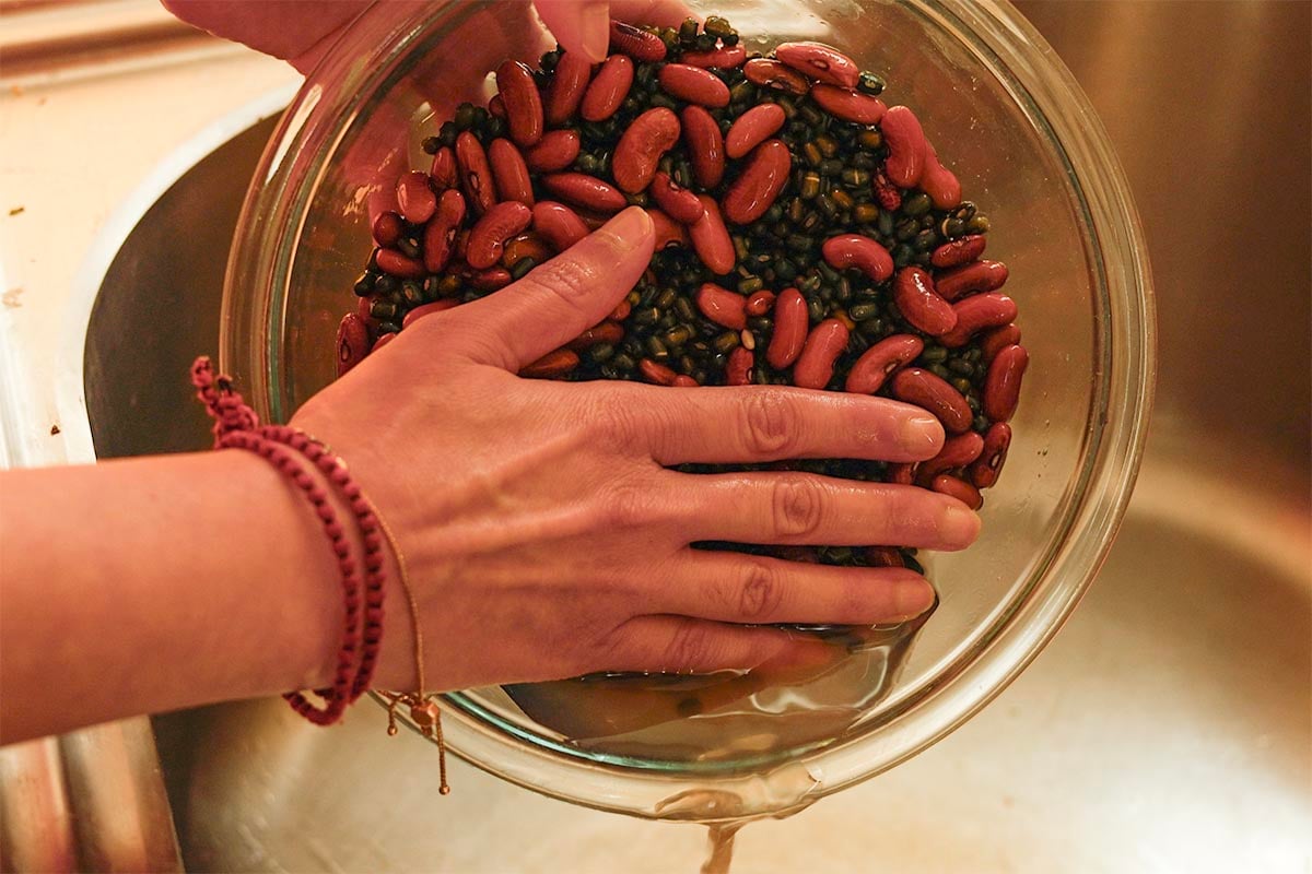 washing the beans