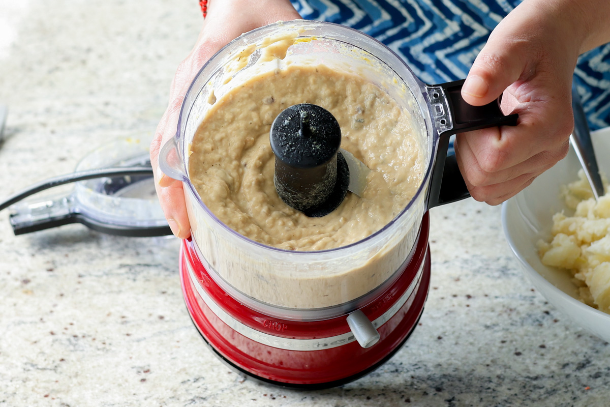 bean puree in the food processor after running