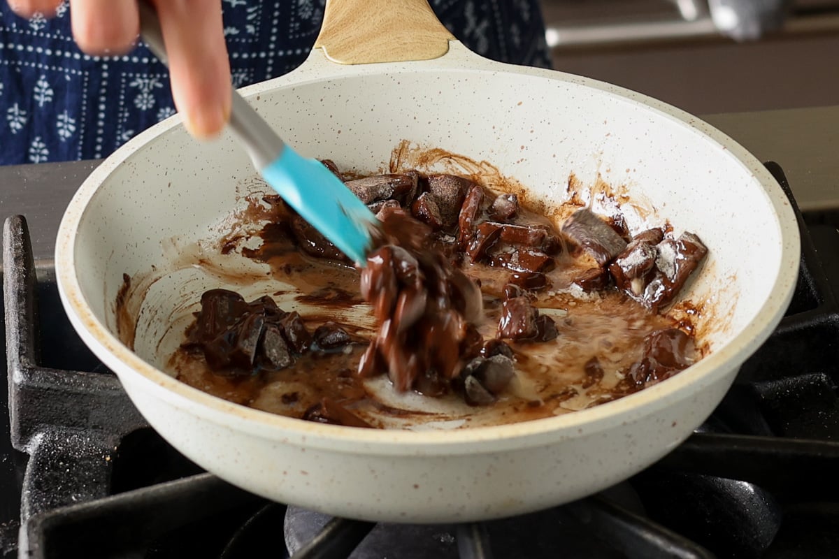 mixing in the chocolate chips