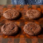 lava cookies on a cutting board after baking