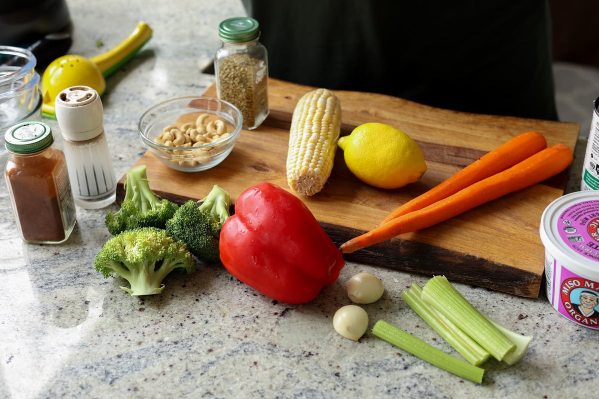 lemon white bean soup ingredients before prepping