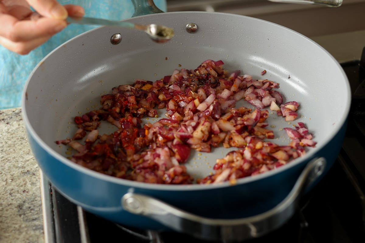 adding herbs to the aromatics