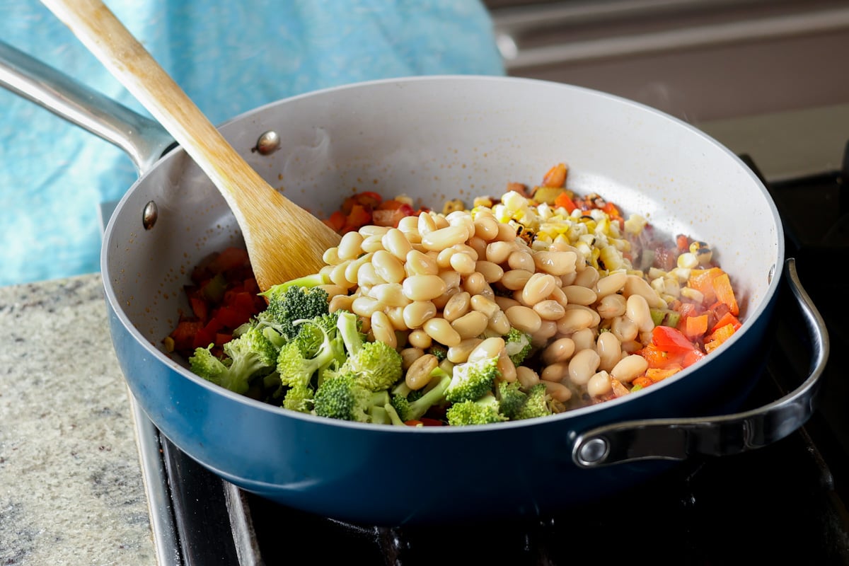 adding the white beans