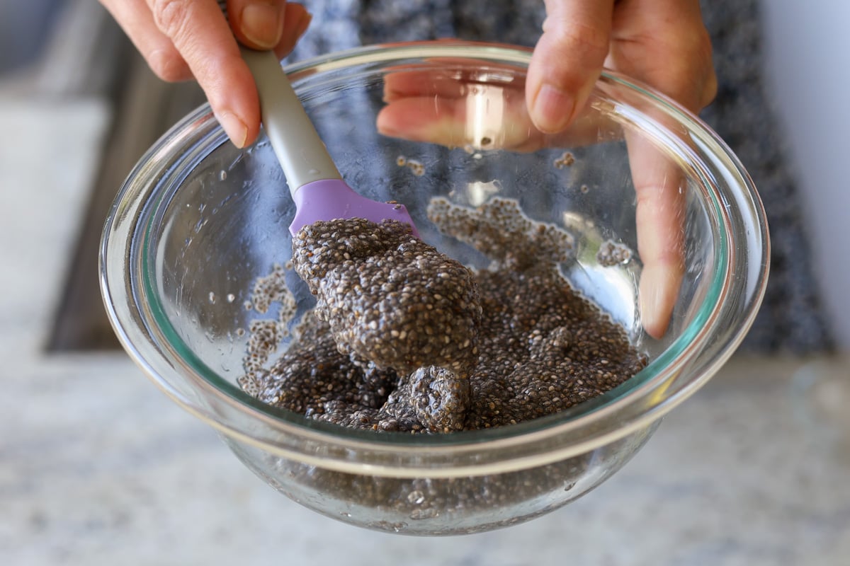 bowl of thickened chia seeds