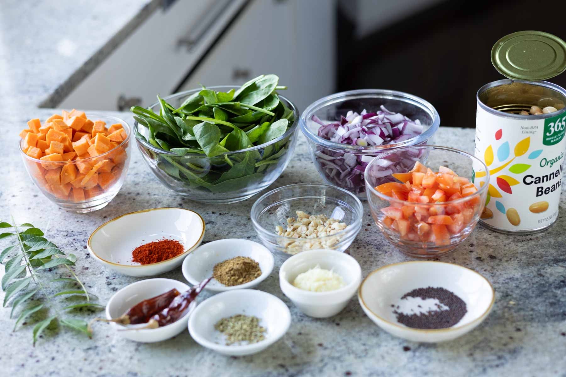 Indian-inspired white bean stew ingredients