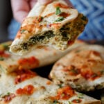 ricotta taco with a bite taken out, so you can see the filling