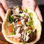 chickpea mushroom falafel in a wrap