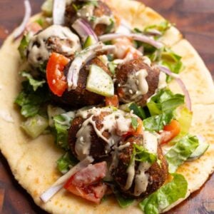 chickpea mushroom falafel in a wrap