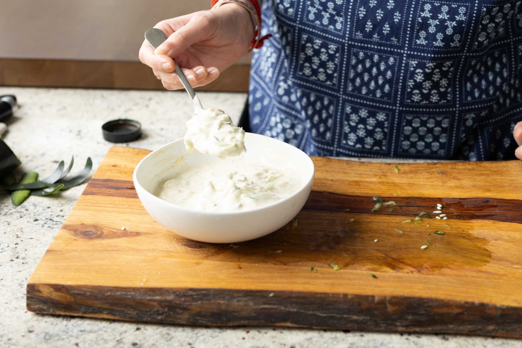raita in the bowl after mixing