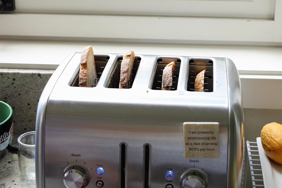 toasting the bread
