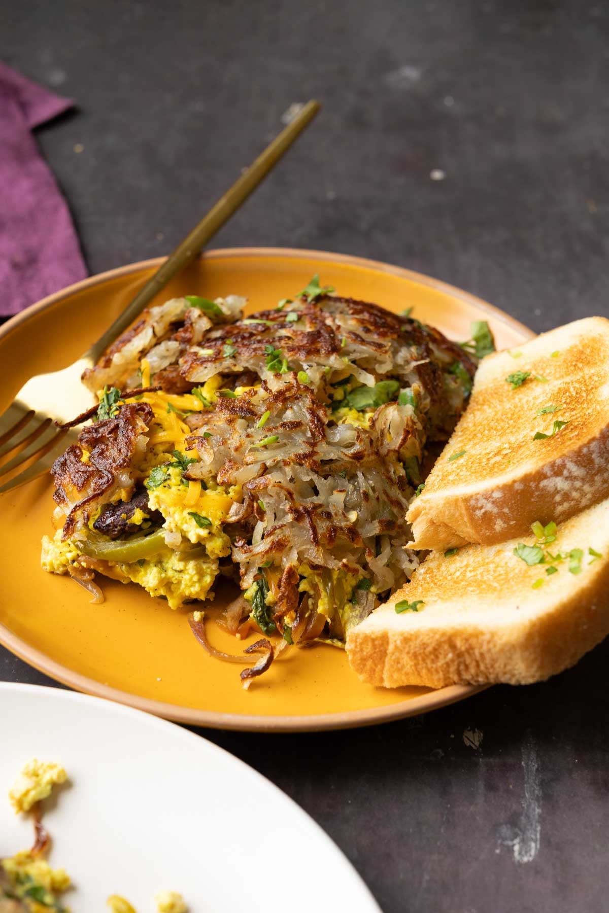 close-up of hashbrown casserole on a plate