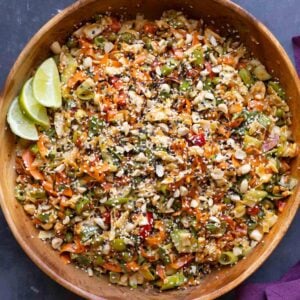 gochujang salad in the serving bowl