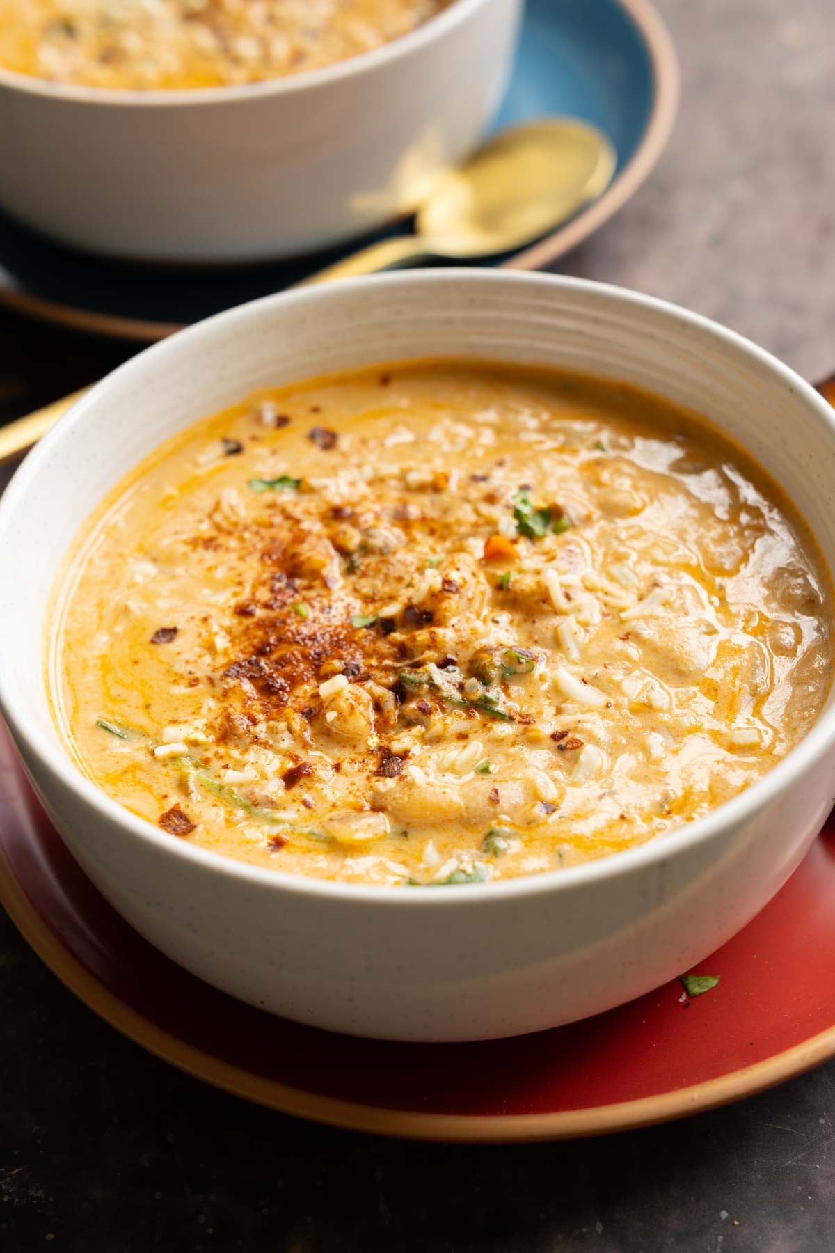 close-up of a bowl of marry me white bean soup
